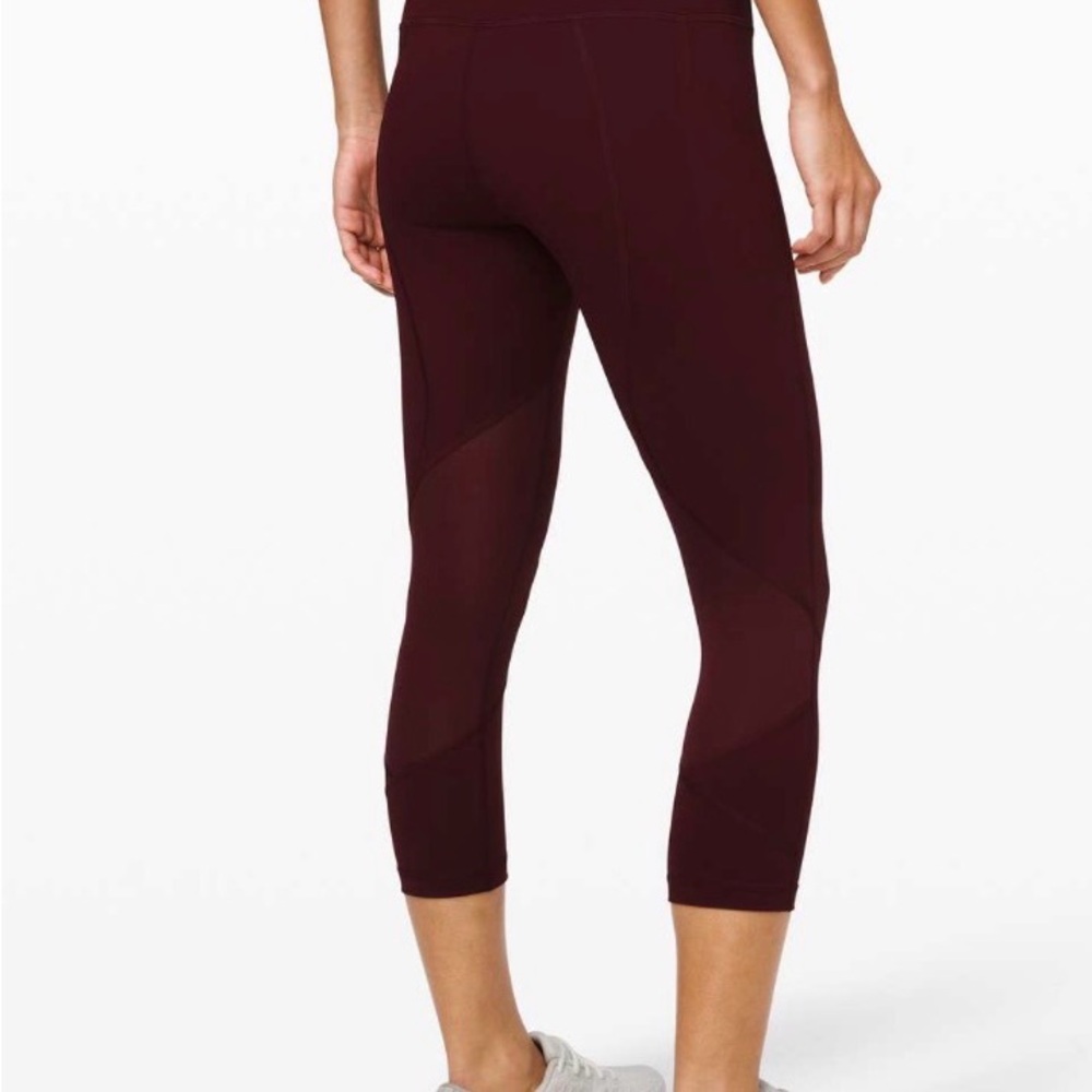 lululemon pace rival crop leggings Garnet Full-on Luxtreme Size 10